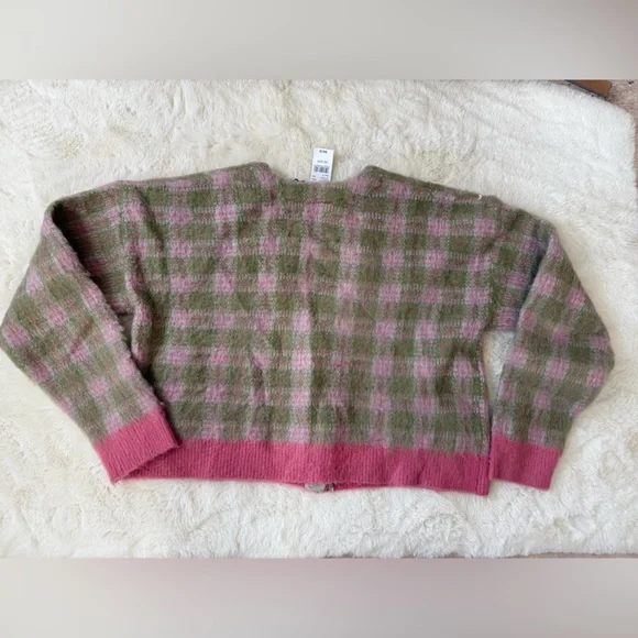 The Ragged Priest Pink and Green Checkered Cardigan XS NWT - Picture 3 of 5
